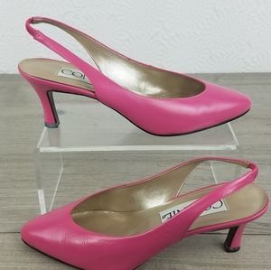 Connie sling back pink leather heels